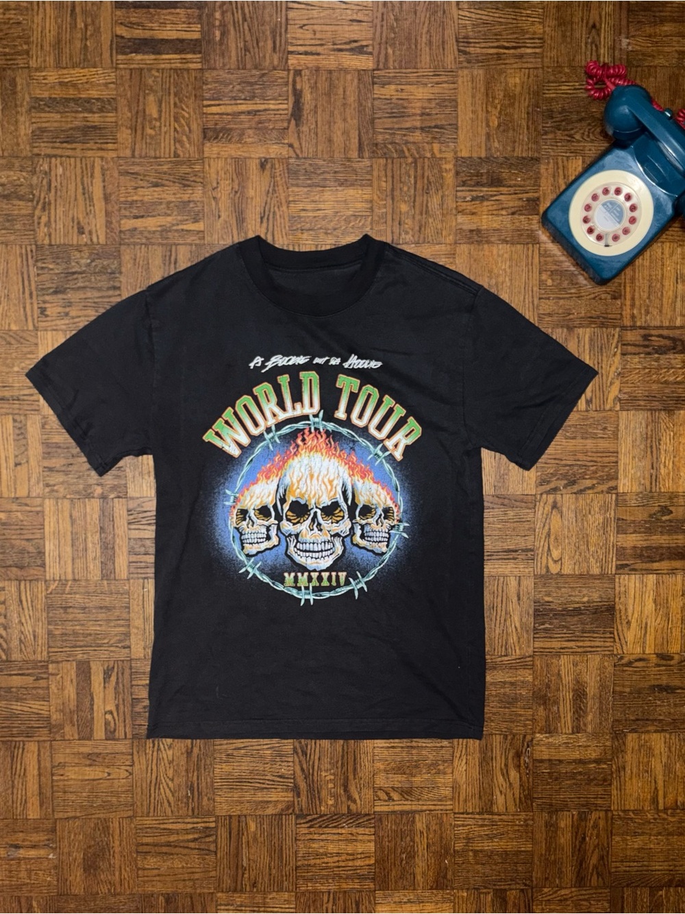Black Graphic 'World Tour' Short Sleeve Tee